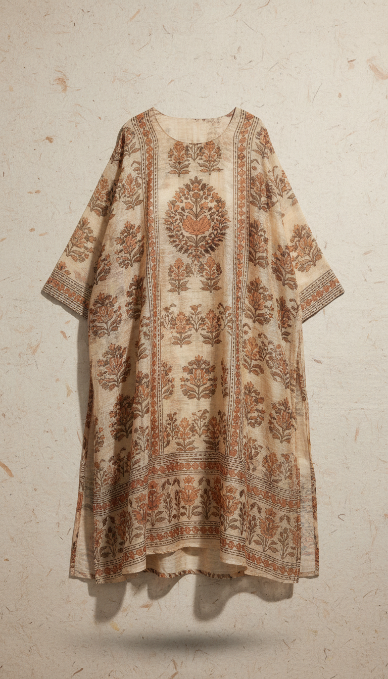 Chanderi Kurta with Block Print Motifs