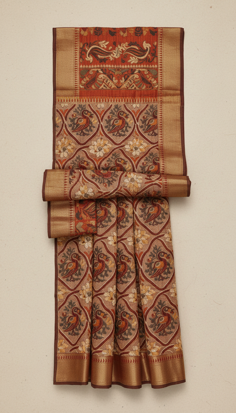 Kanjivaram Silk Saree with Hand Embroidery